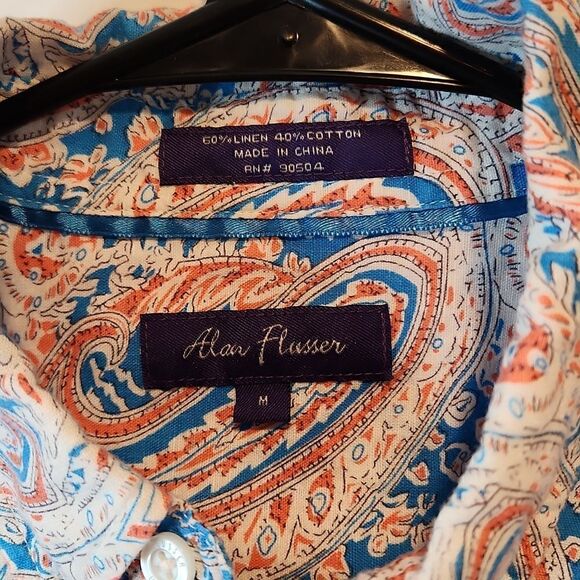 Alan Flusser Paisley Floral Print Button Up Shirt Men's Size Medium EUC NICE!! - Picture 5 of 13